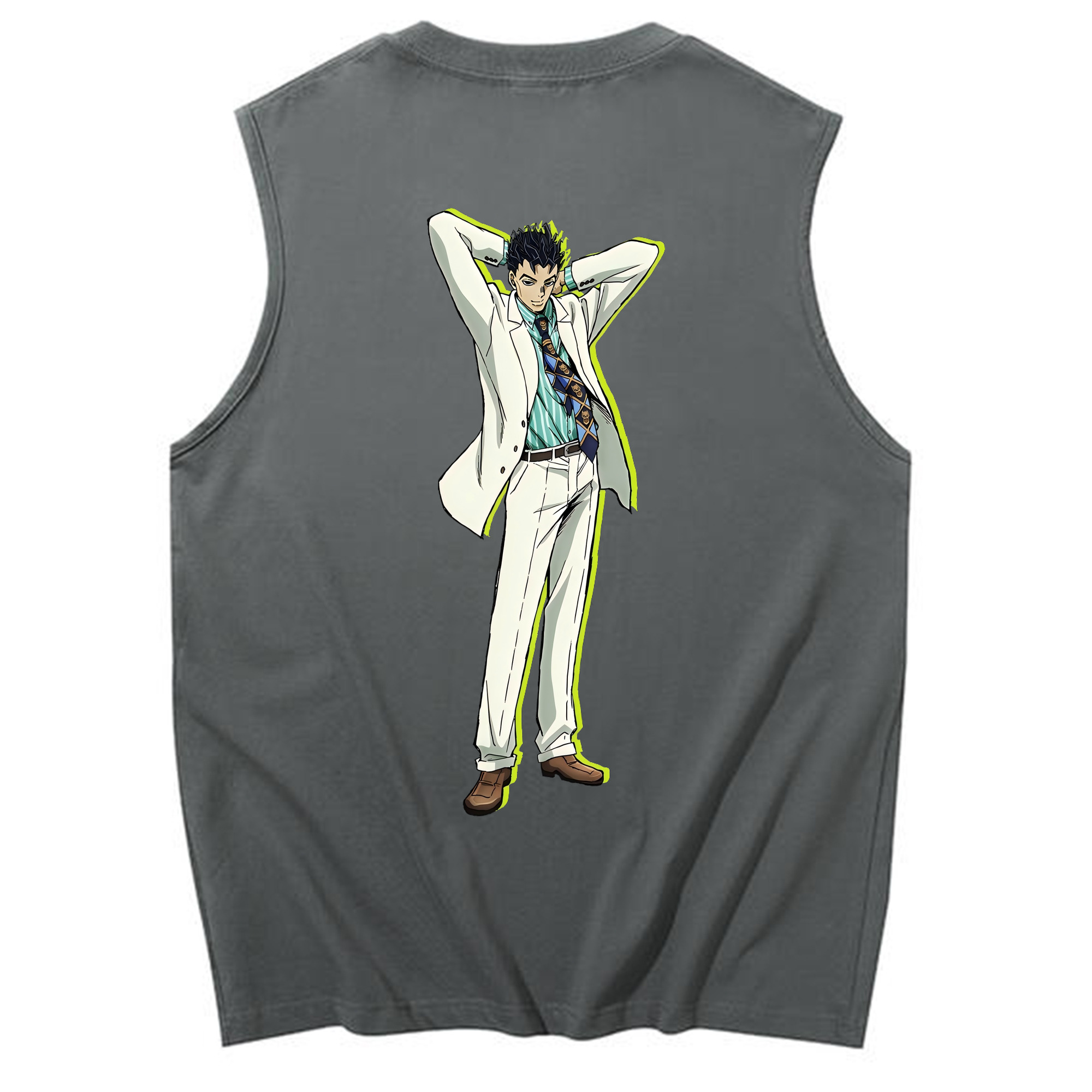 （画像用） ジョジョの奇妙な冒険 きら よしかげ JoJo's Bizarre Adventure Kira Yoshikage コットン100％タンクトップ（背面プリント）